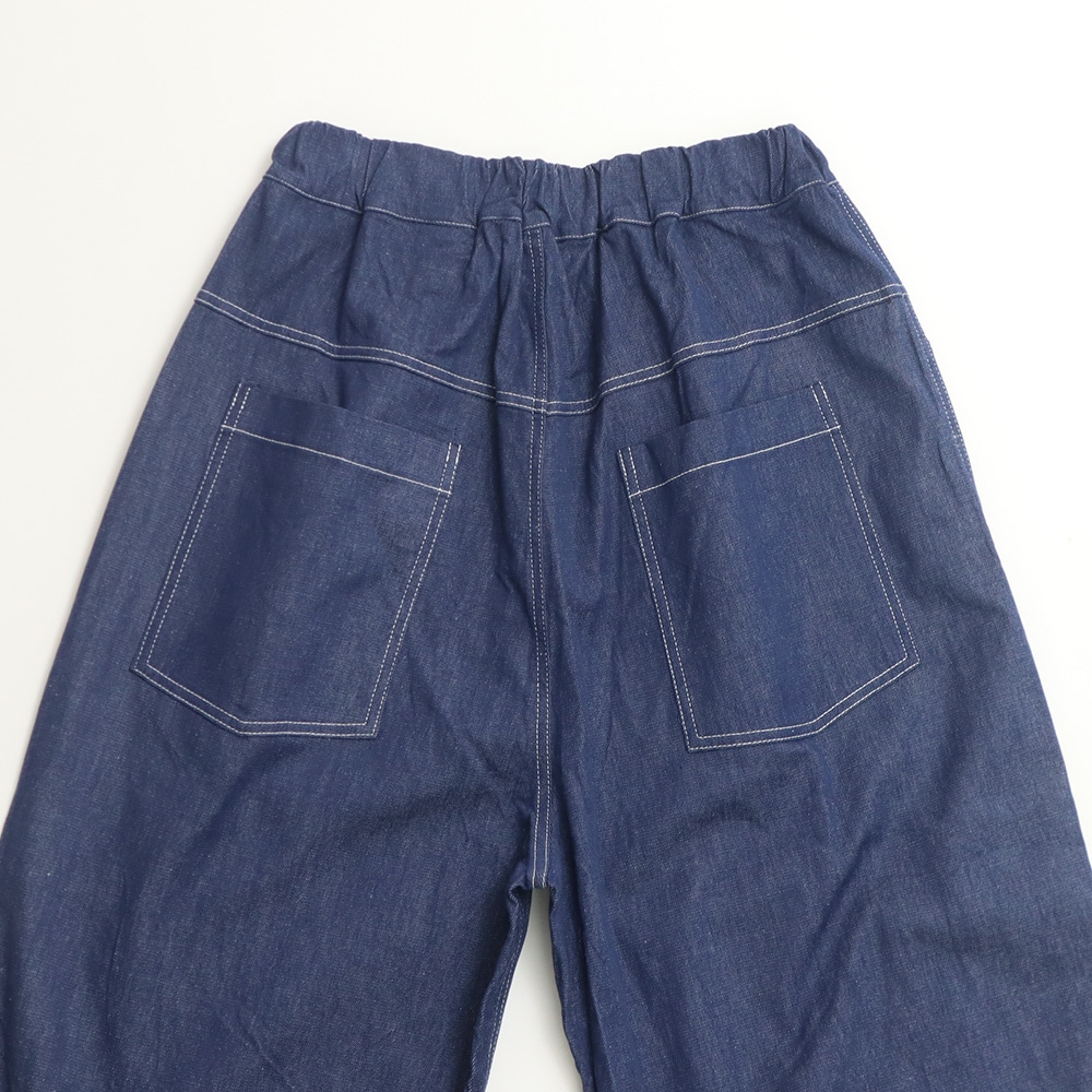 綿麻ムラ糸デニム ノッポパンツ パンツの素材のアップ