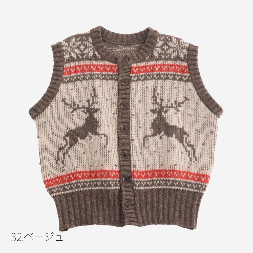 NARU(ナル) ドーゼットエアーヤーンカウチンニットベスト 668406