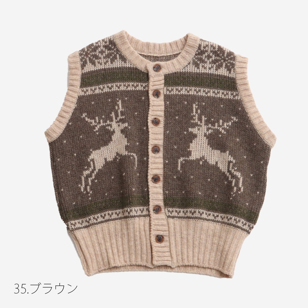 NARU(ナル) ドーゼットエアーヤーンカウチンニットベスト 668406