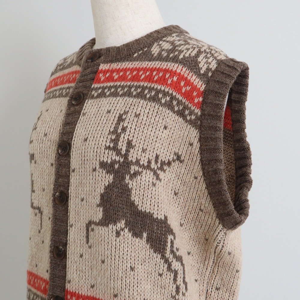 NARU(ナル) ドーゼットエアーヤーンカウチンニットベスト 668406