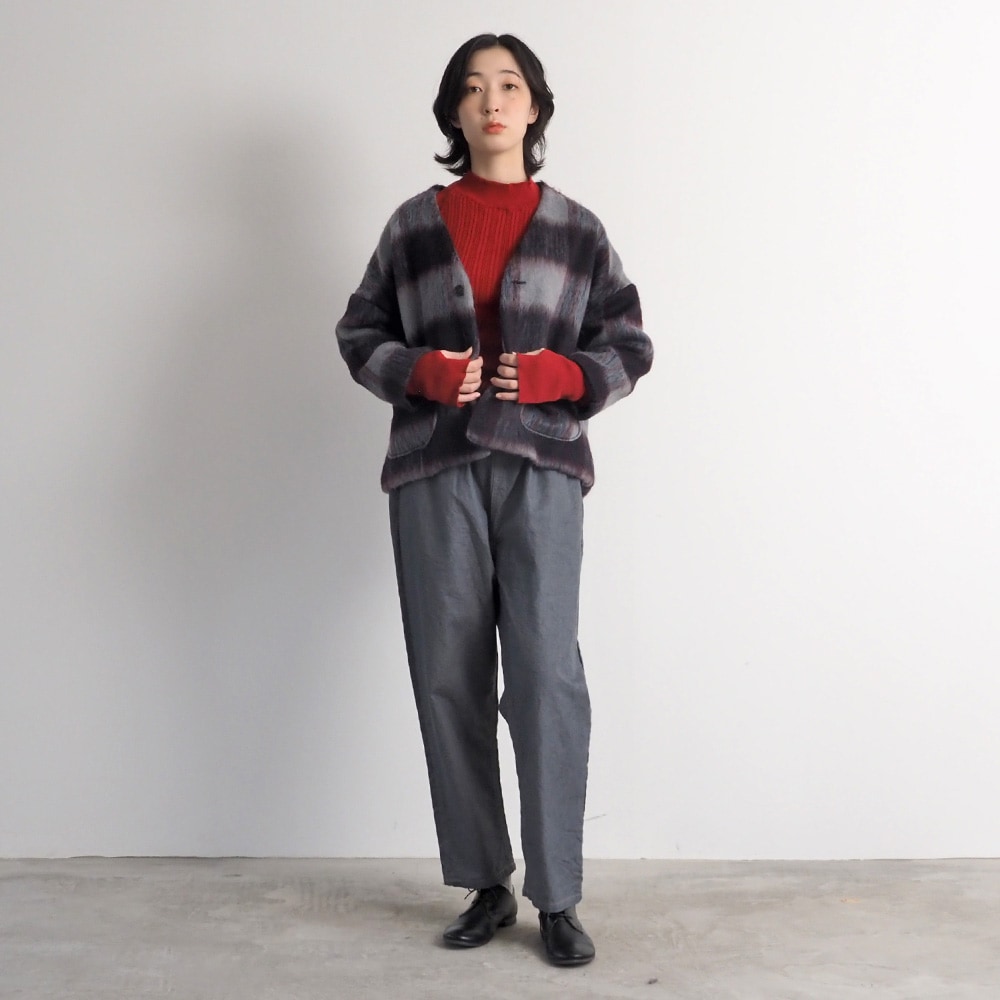 NARU(ナル) シャギーチェックノーカラージャケット 668916 | 新着/再