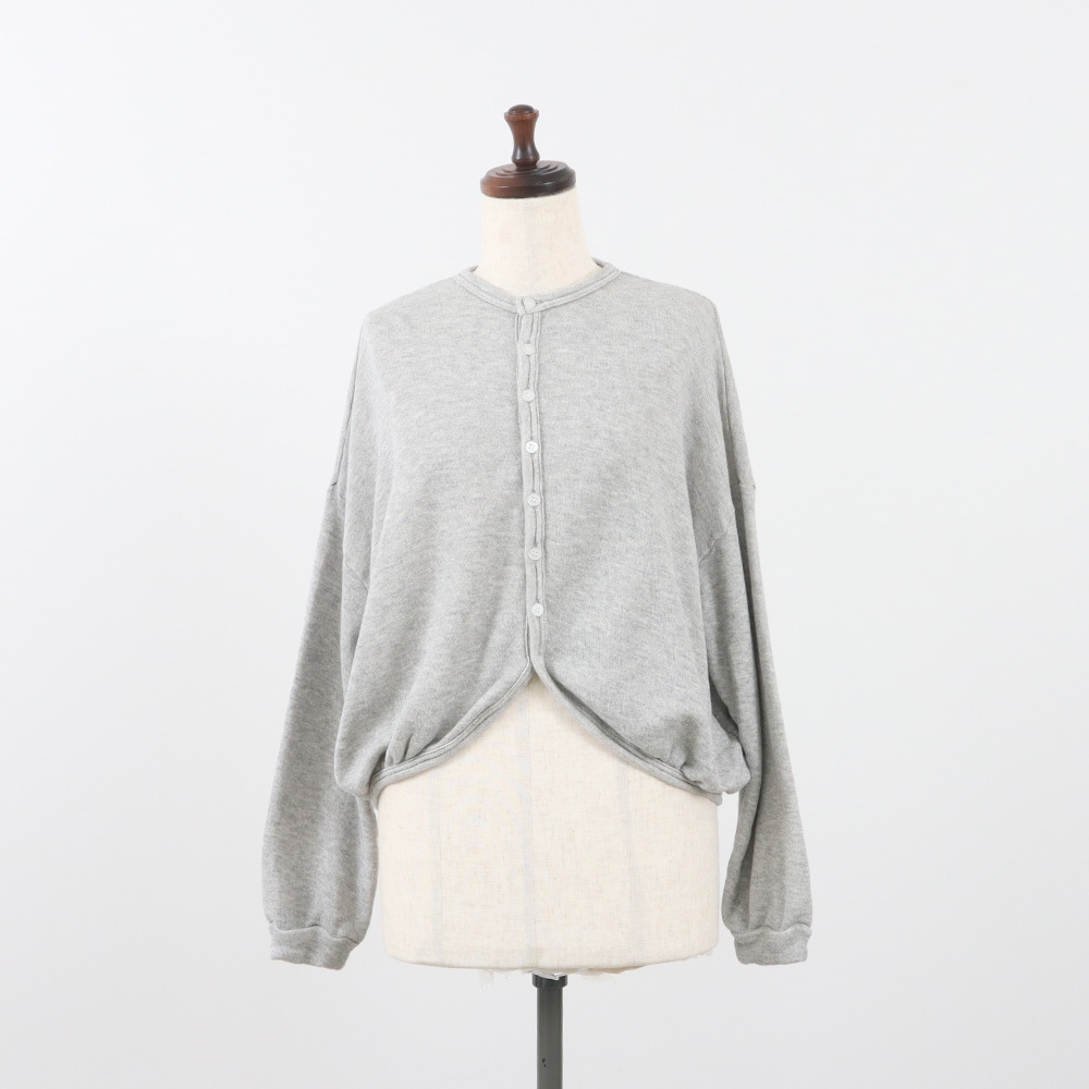 コットンレーヨン吊り裏毛 ラズベリーカーディガン　カーディガンの正面ディティール