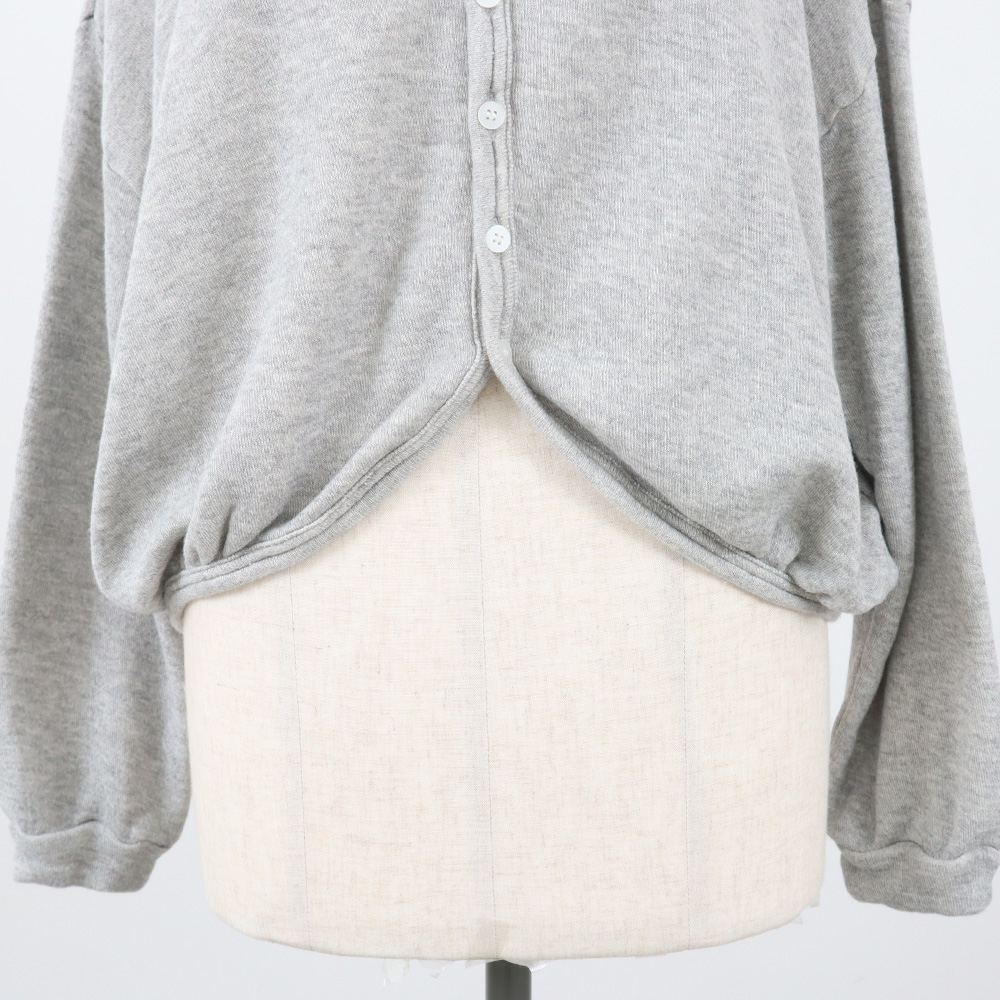 コットンレーヨン吊り裏毛 ラズベリーカーディガン　カーディガンの正面ディティール