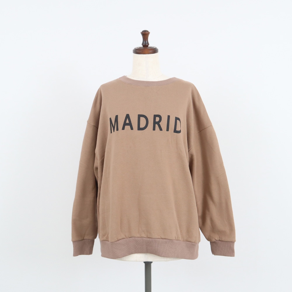 30/10コーマ裏毛両面起毛 MADRIDプリントPO トレーナーの正面ディティール