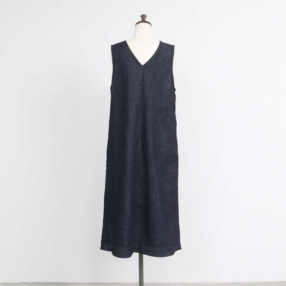 12.5ozストレッチデニム裏起毛 ジャンパースカート ジャンパースカートの正面ディティール