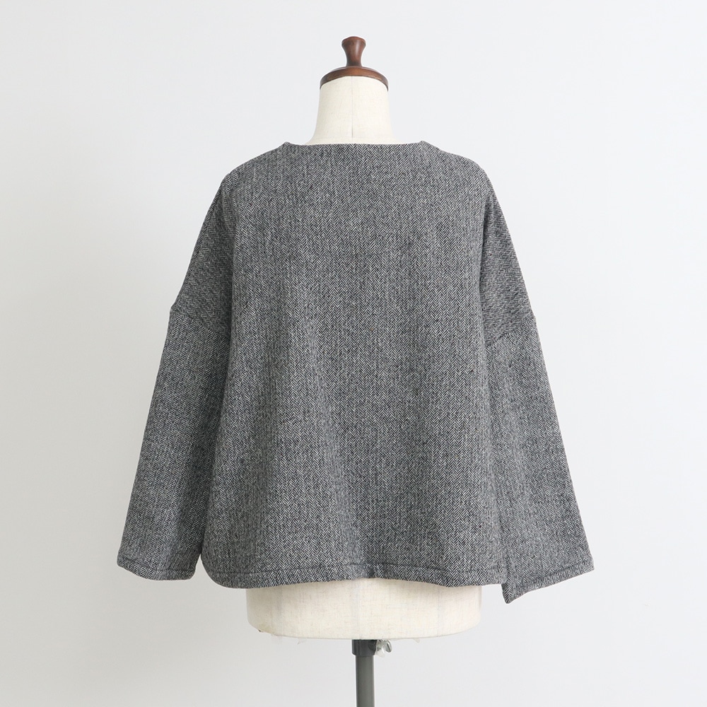 ヘリンボーンネップツイード ワイドジャケット　ジャケットの正面ディティール