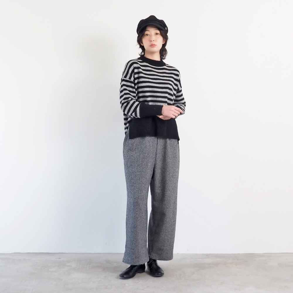 NARU(ナル) ヘリンボーンネップツイード ワイドスラックス 6699011