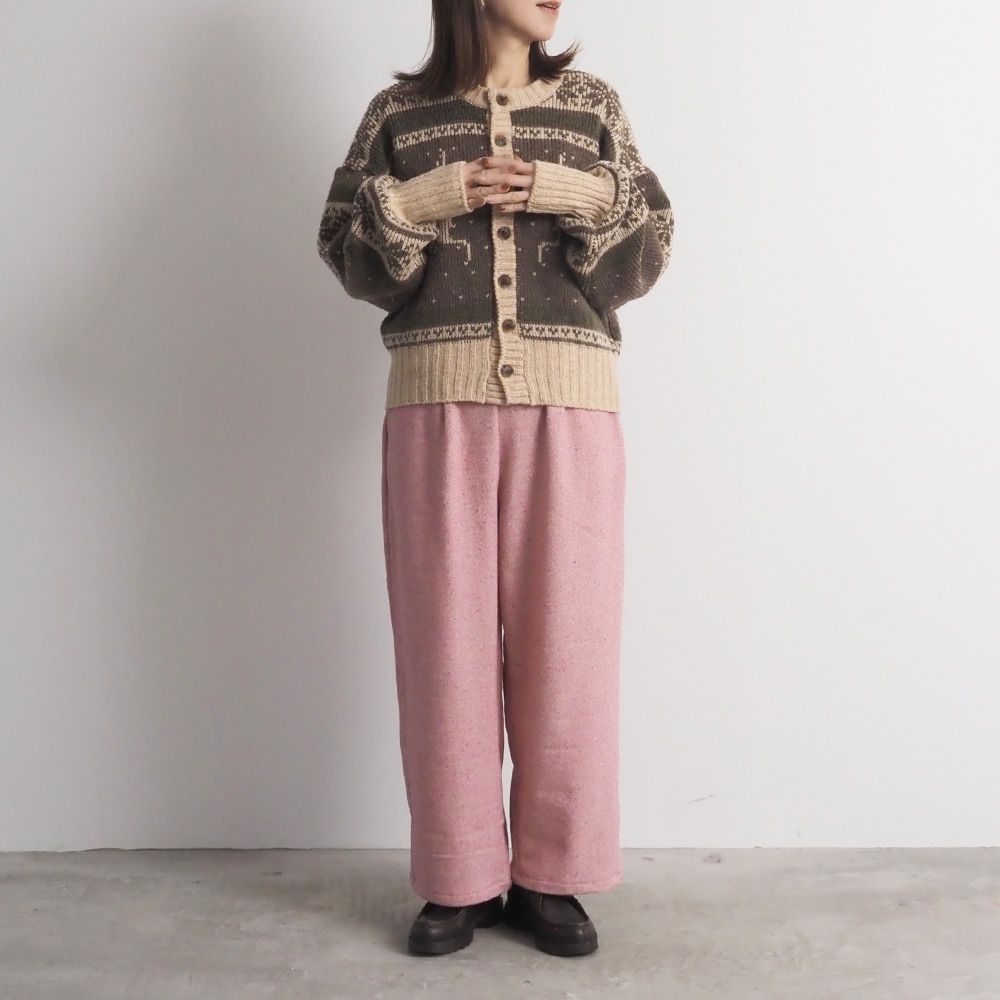 NARU(ナル) ヘリンボーンネップツイード ワイドスラックス 6699011