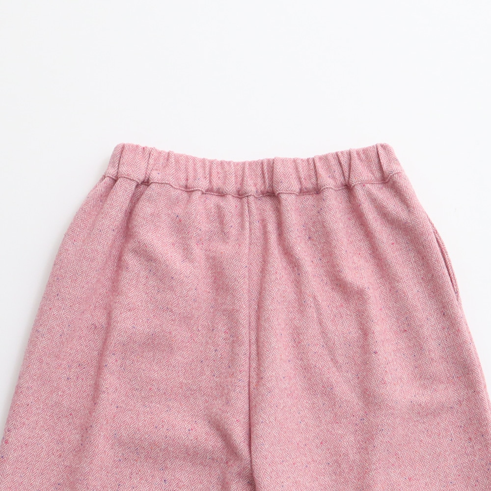 ヘリンボーンネップツイード ワイドスラックス　パンツの正面ディティール