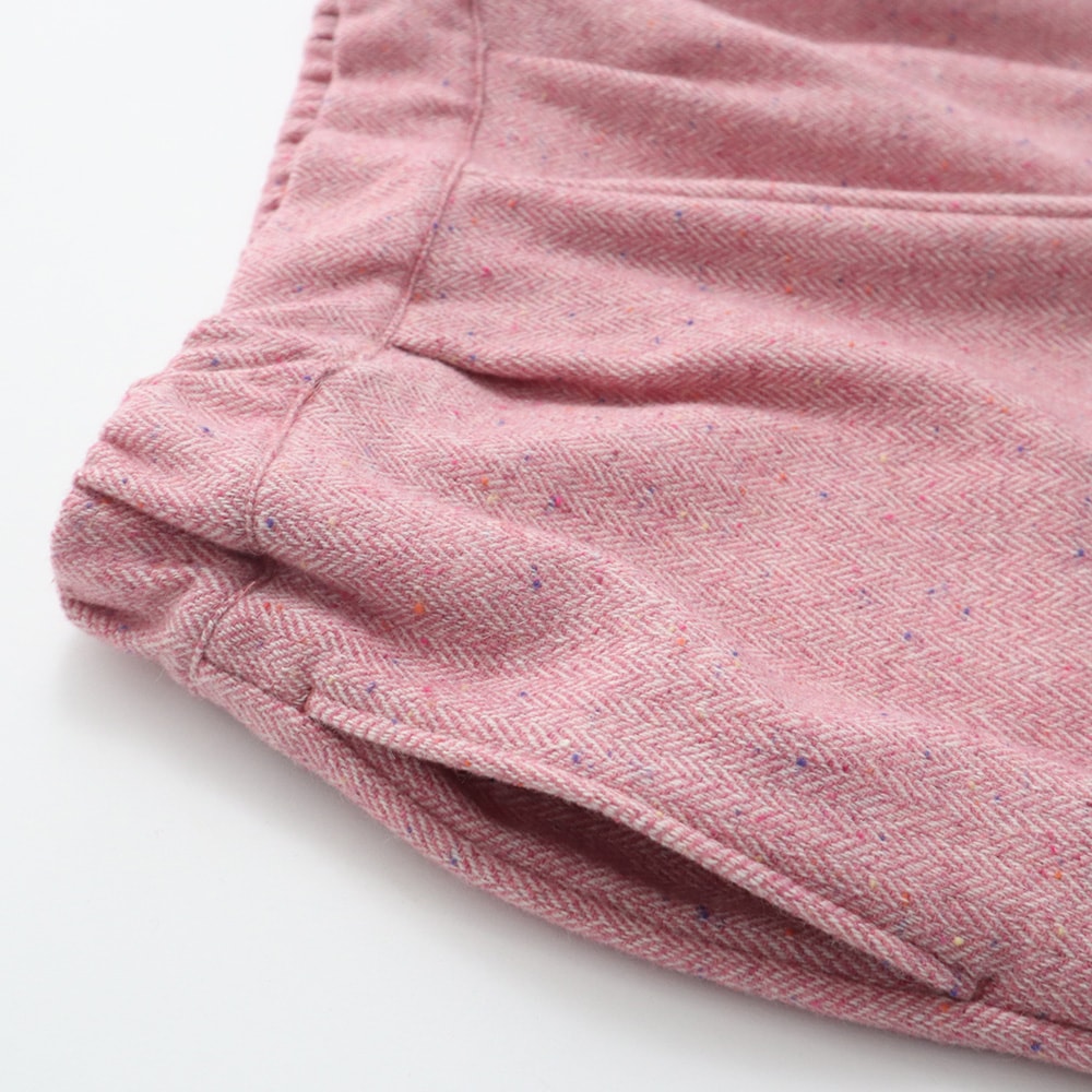 ヘリンボーンネップツイード ワイドスラックス　パンツの正面ディティール