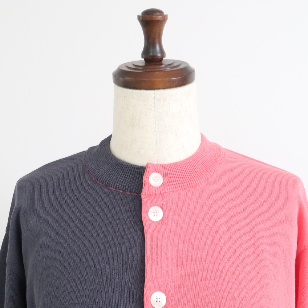 スノーコットン バイカラーニットカーデ　カーディガンの正面ディティール