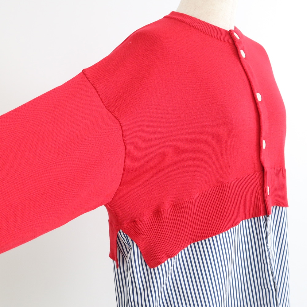 綿レーヨンシルク コンビネーションカーディガン　カーディガンの正面ディティール