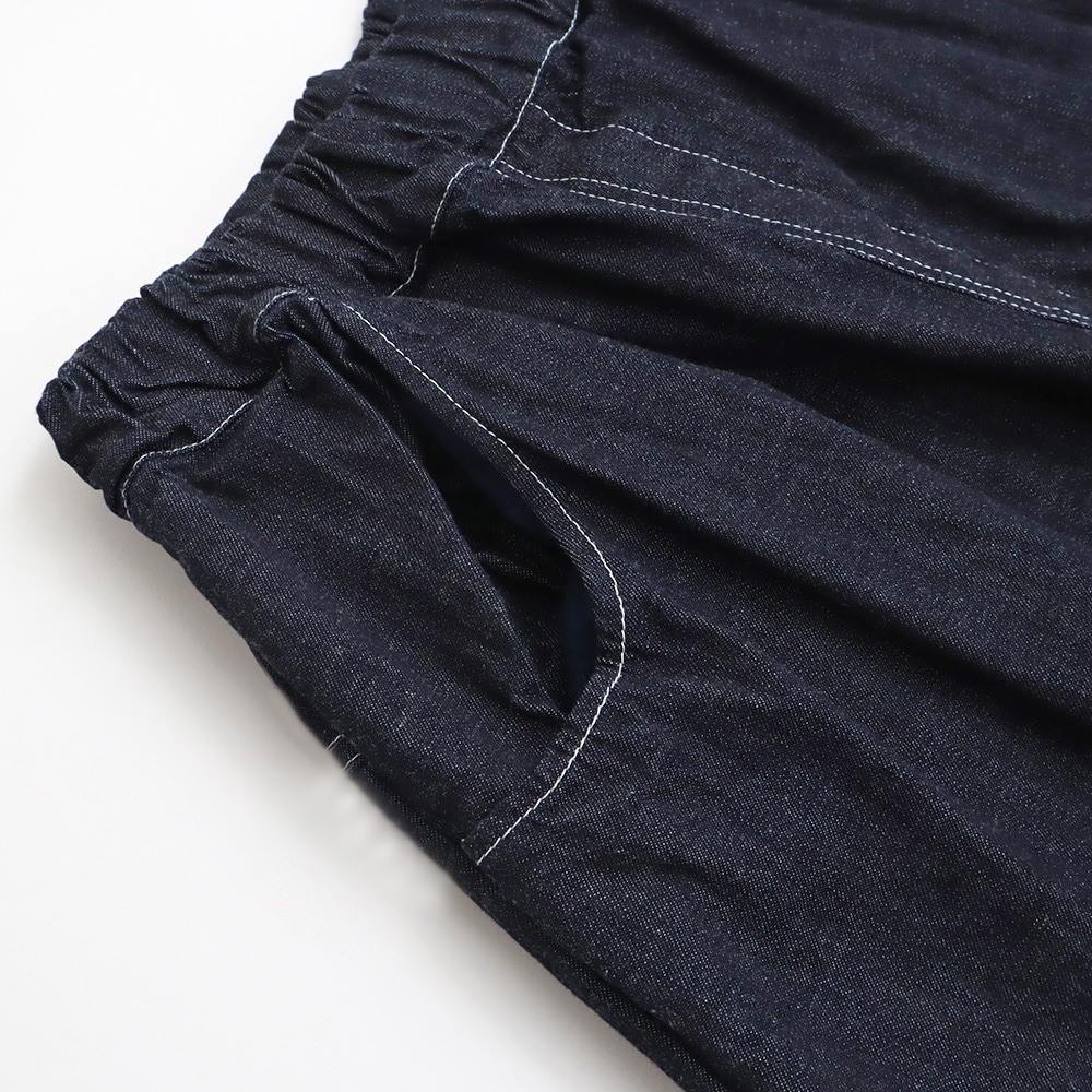 8オンスムラデニム ノッポバギーパンツ　パンツの正面ディティール