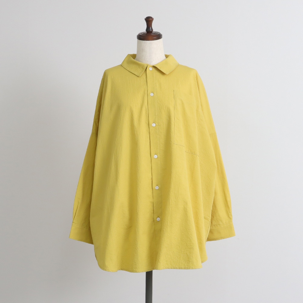 50ブロードハンドワッシャーユルリシャツ　シャツの正面ディティール