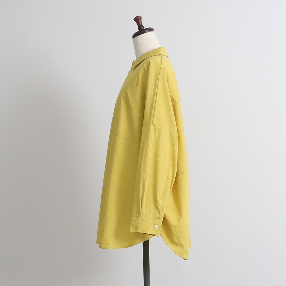 50ブロードハンドワッシャーユルリシャツ　シャツの正面ディティール