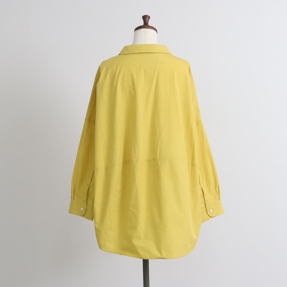 50ブロードハンドワッシャーユルリシャツ　シャツの正面ディティール