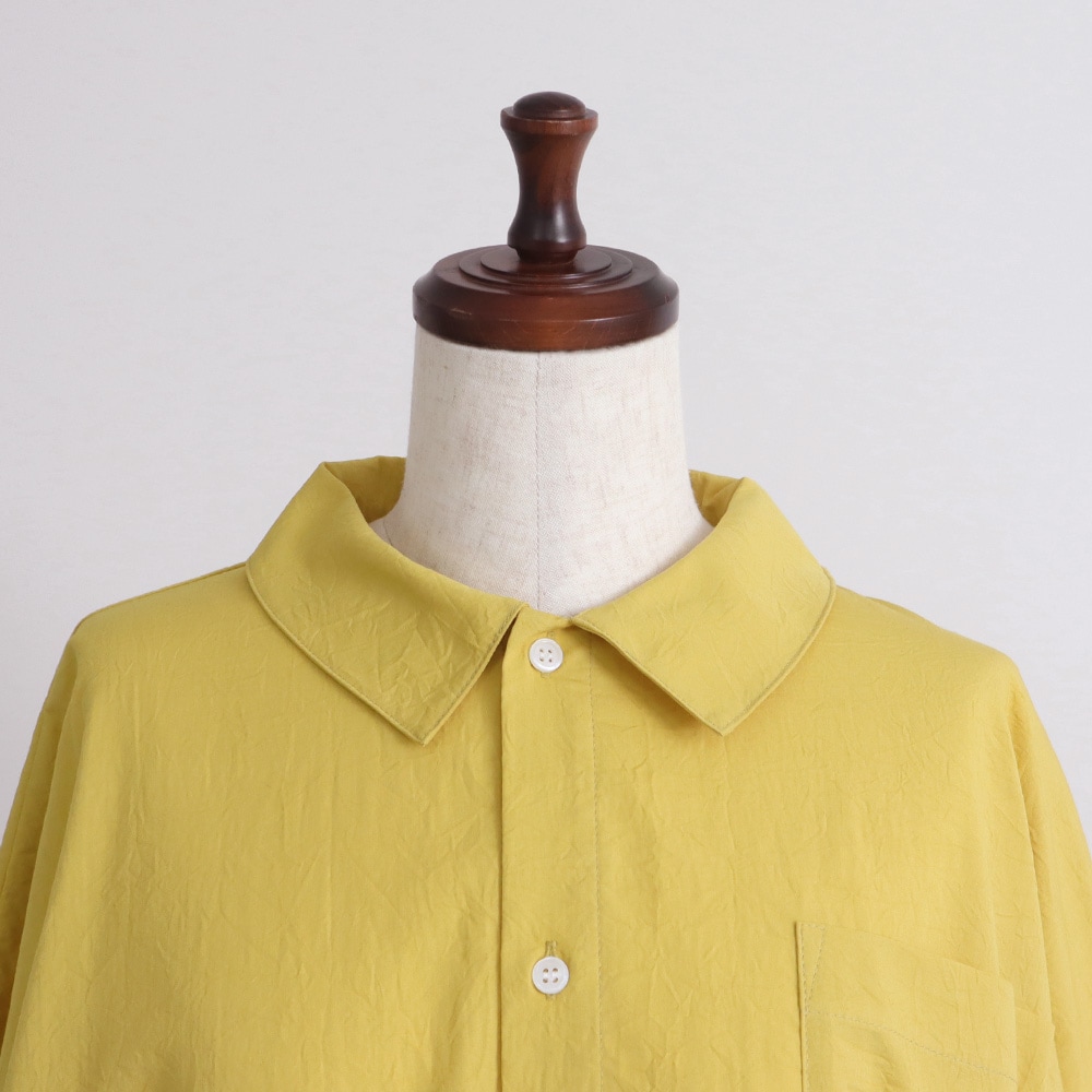 50ブロードハンドワッシャーユルリシャツ　シャツの正面ディティール