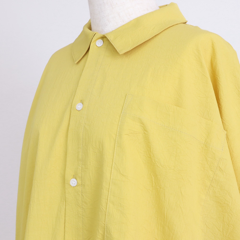 50ブロードハンドワッシャーユルリシャツ　シャツの正面ディティール