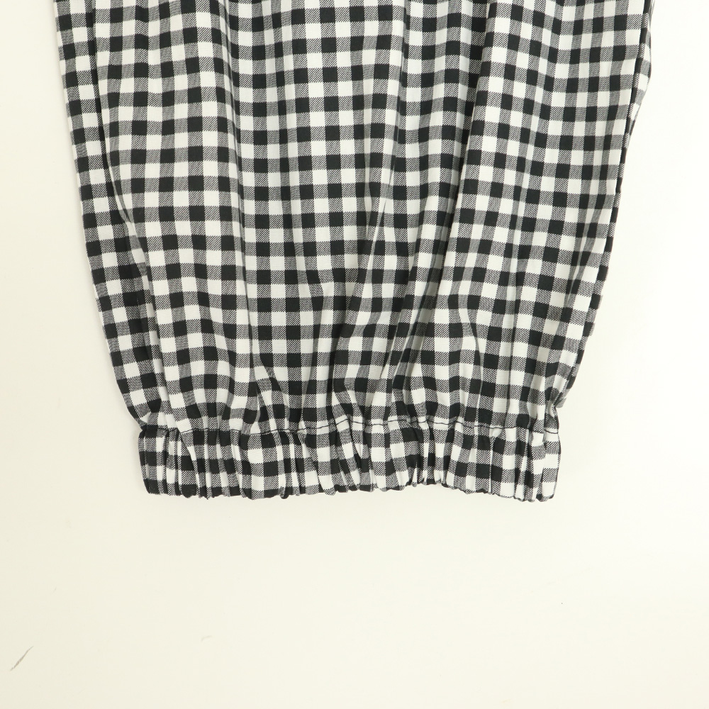 ブロードストライプ・チェック柄 ポップパンツ パンツの正面ディティール