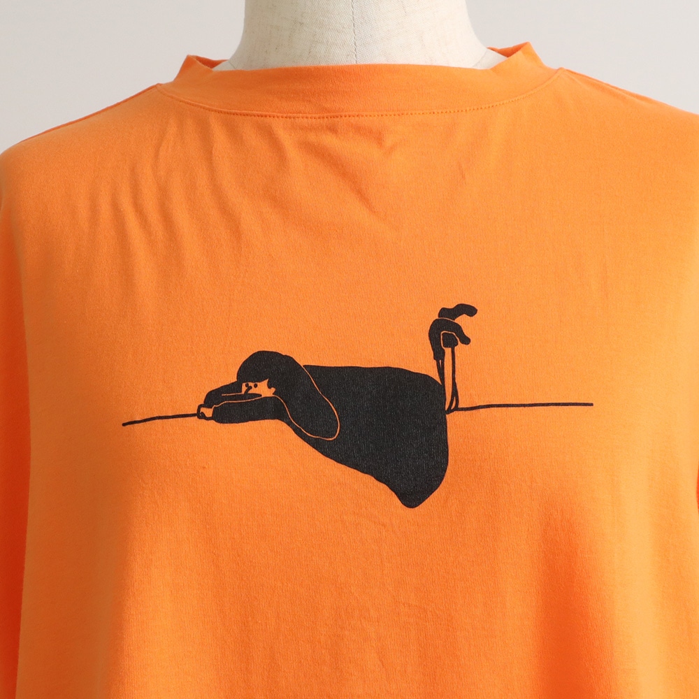 ナチュラルソフト天竺 くつろぎちゃんプリントシャツ　Tシャツの正面ディティール