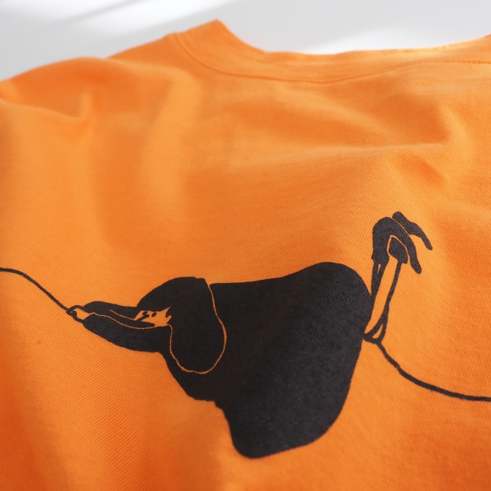 ナチュラルソフト天竺 くつろぎちゃんプリントシャツ　Tシャツの素材のアップ