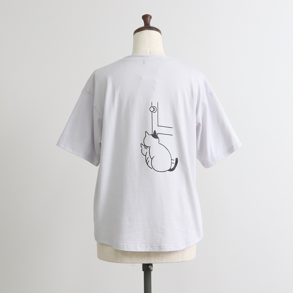 クラシック天竺 ひょっこり猫さんシャツ Tシャツの正面ディティール