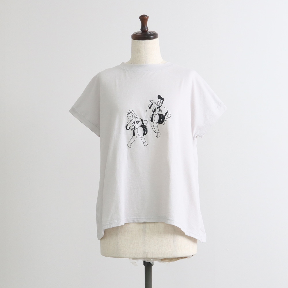 ナチュラルソフト天竺 祭プリントミナミシャツ　Tシャツの正面ディティール