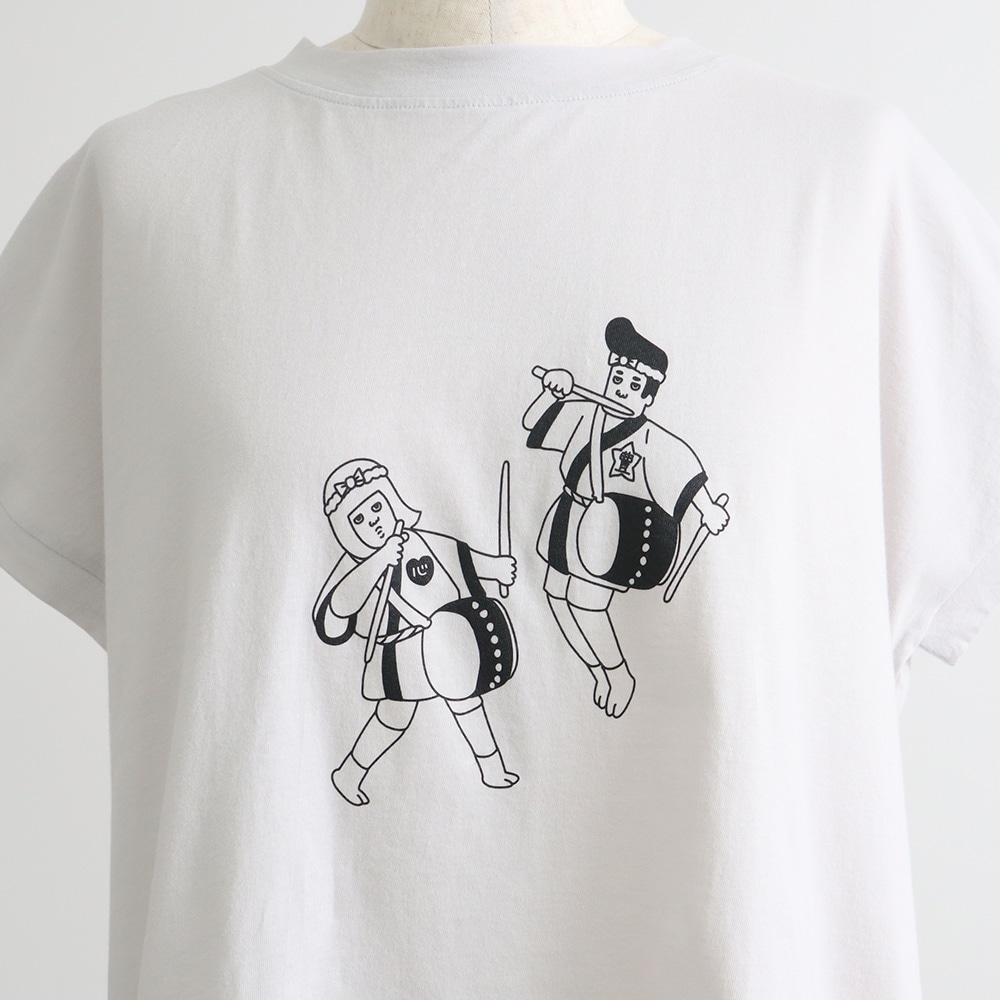 ナチュラルソフト天竺 祭プリントミナミシャツ　Tシャツの正面ディティール
