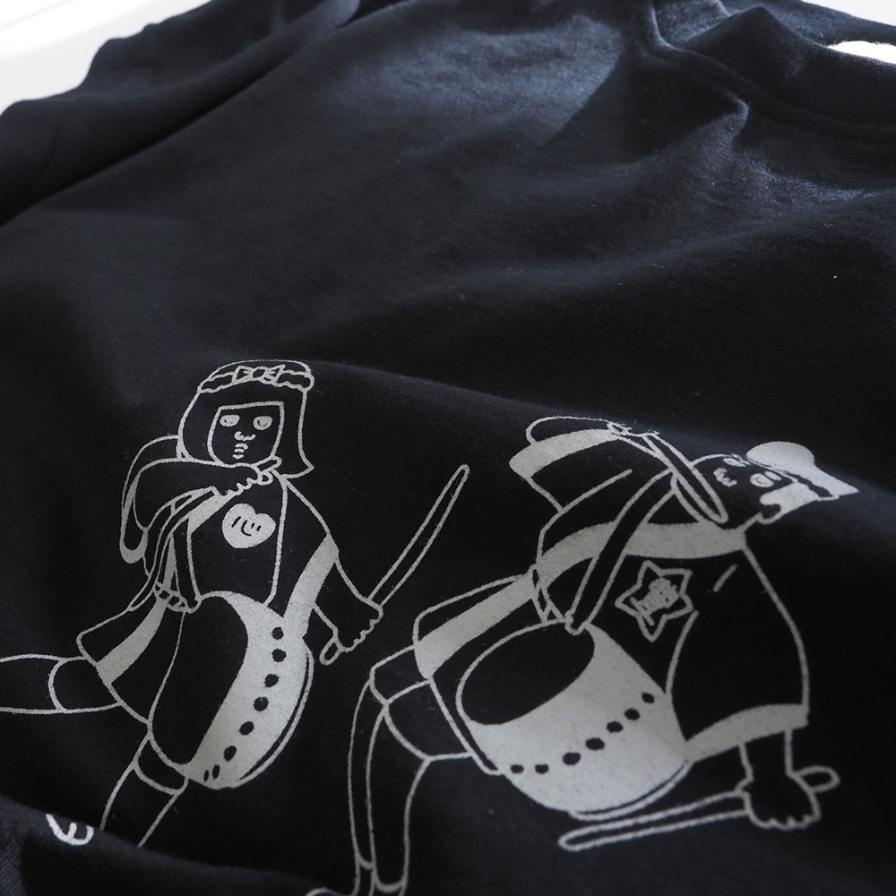 ナチュラルソフト天竺 祭プリントミナミシャツ　Tシャツの素材のアップ