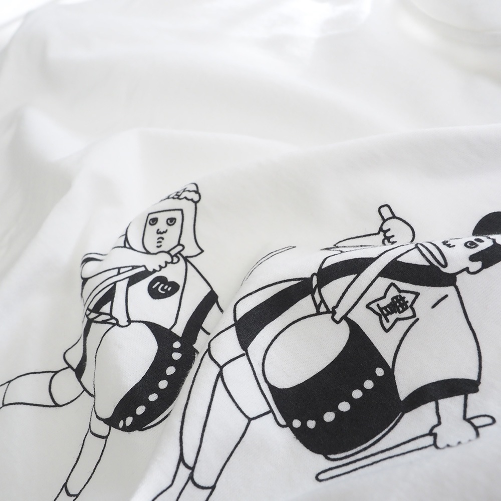 ナチュラルソフト天竺 祭プリントミナミシャツ　Tシャツの素材のアップ