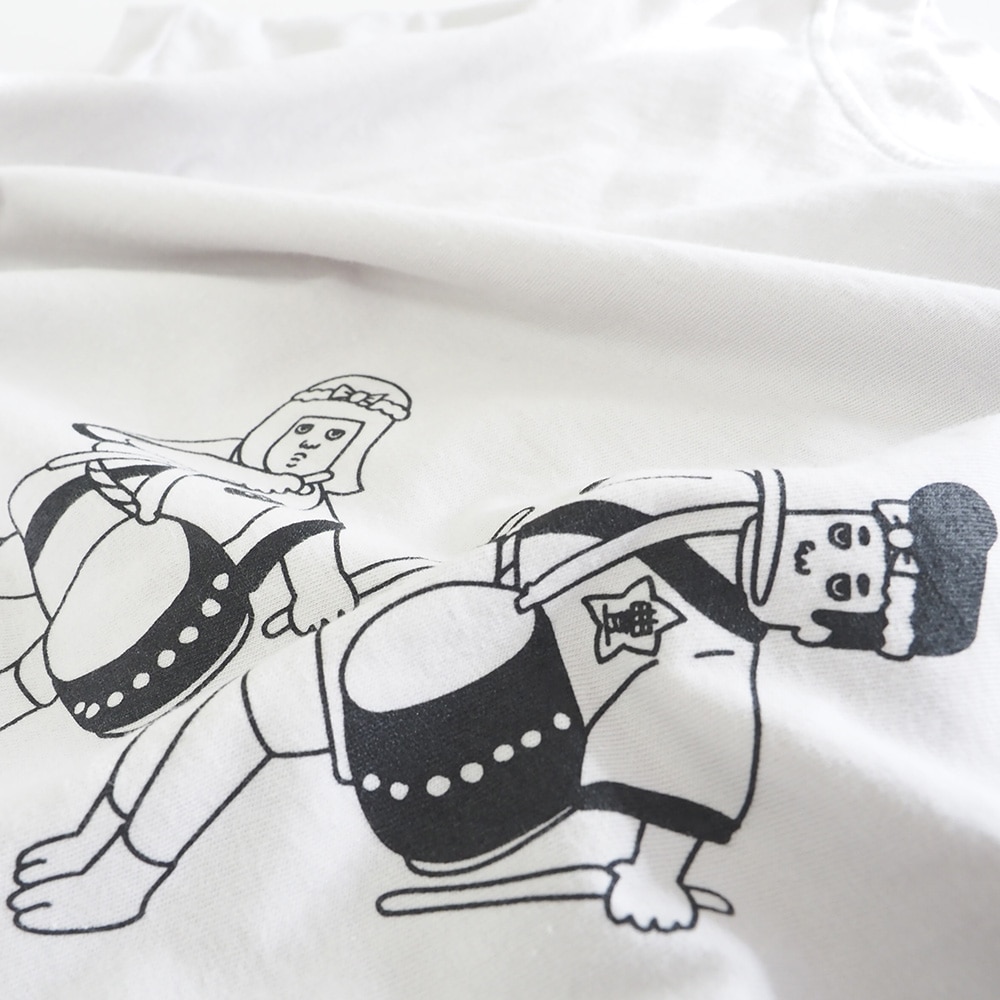 ナチュラルソフト天竺 祭プリントミナミシャツ　Tシャツの素材のアップ