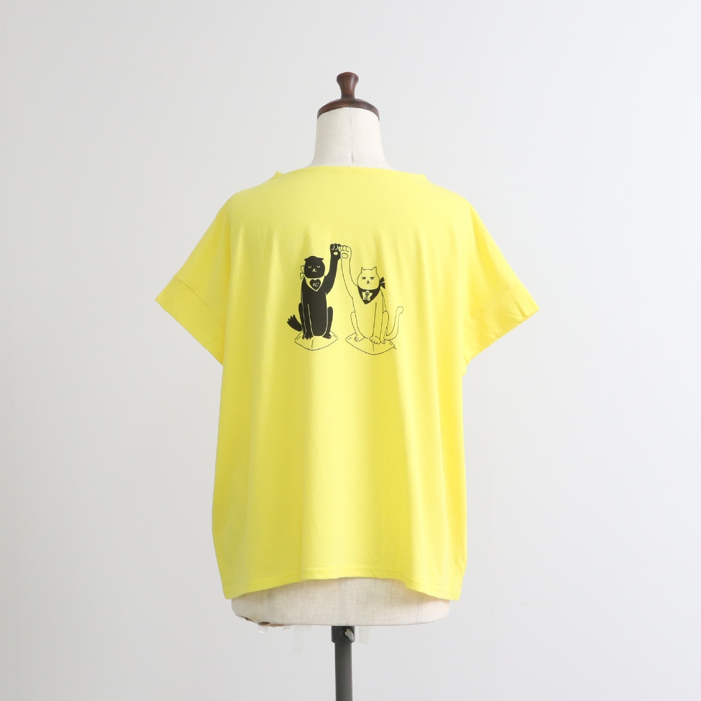 ナチュラルソフト天竺 まねき猫PTコンフィーシャツ Tシャツの正面ディティール