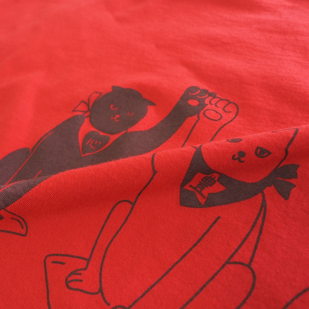 ナチュラルソフト天竺 まねき猫PTコンフィーシャツ Tシャツの素材のアップ