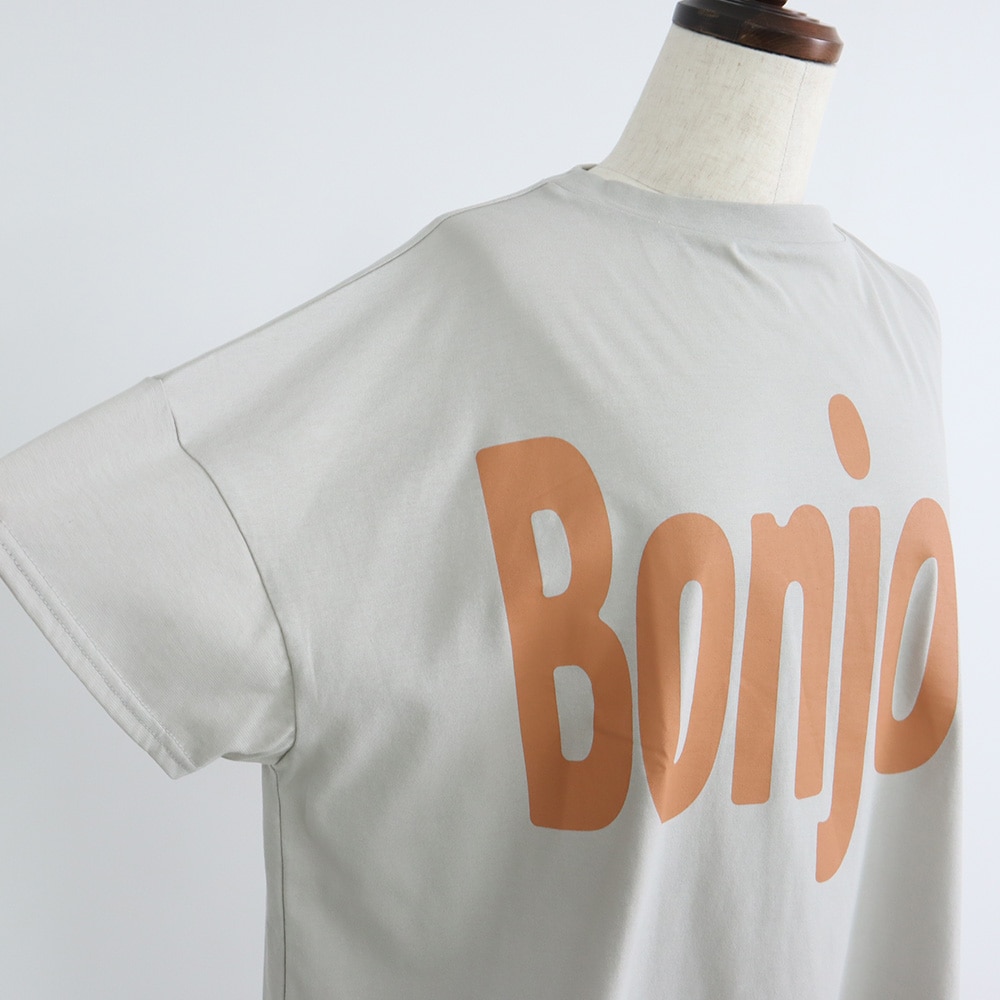 クールローレルスカイコット Bonjourプリントシャツ　Tシャツの正面ディティール