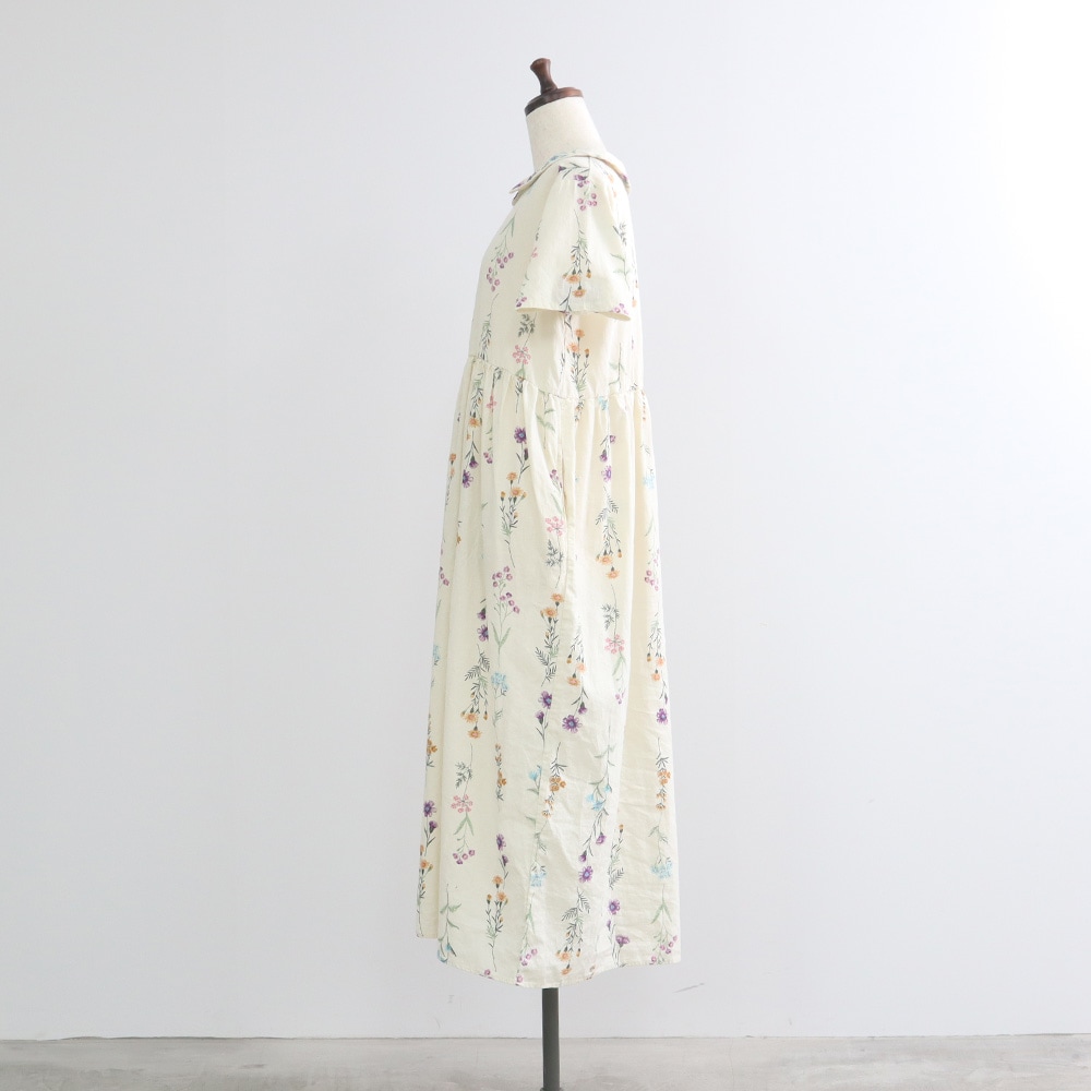 リネンコットン彩りワンピース　ワンピースの正面ディティール