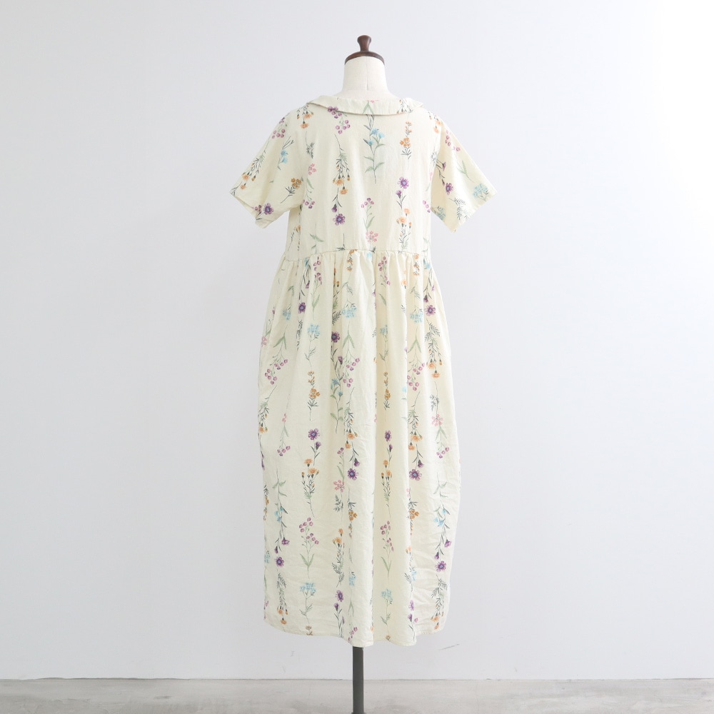 リネンコットン彩りワンピース　ワンピースの正面ディティール