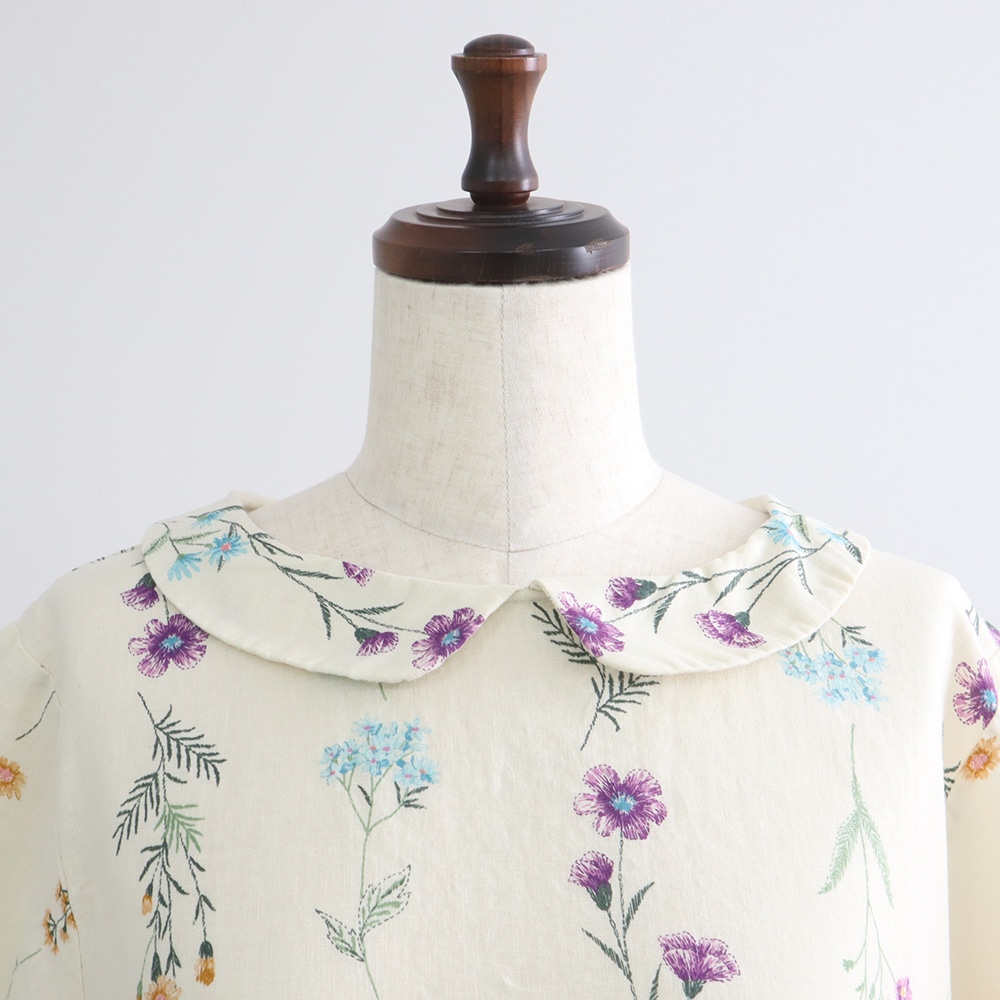 リネンコットン彩りワンピース　ワンピースの正面ディティール