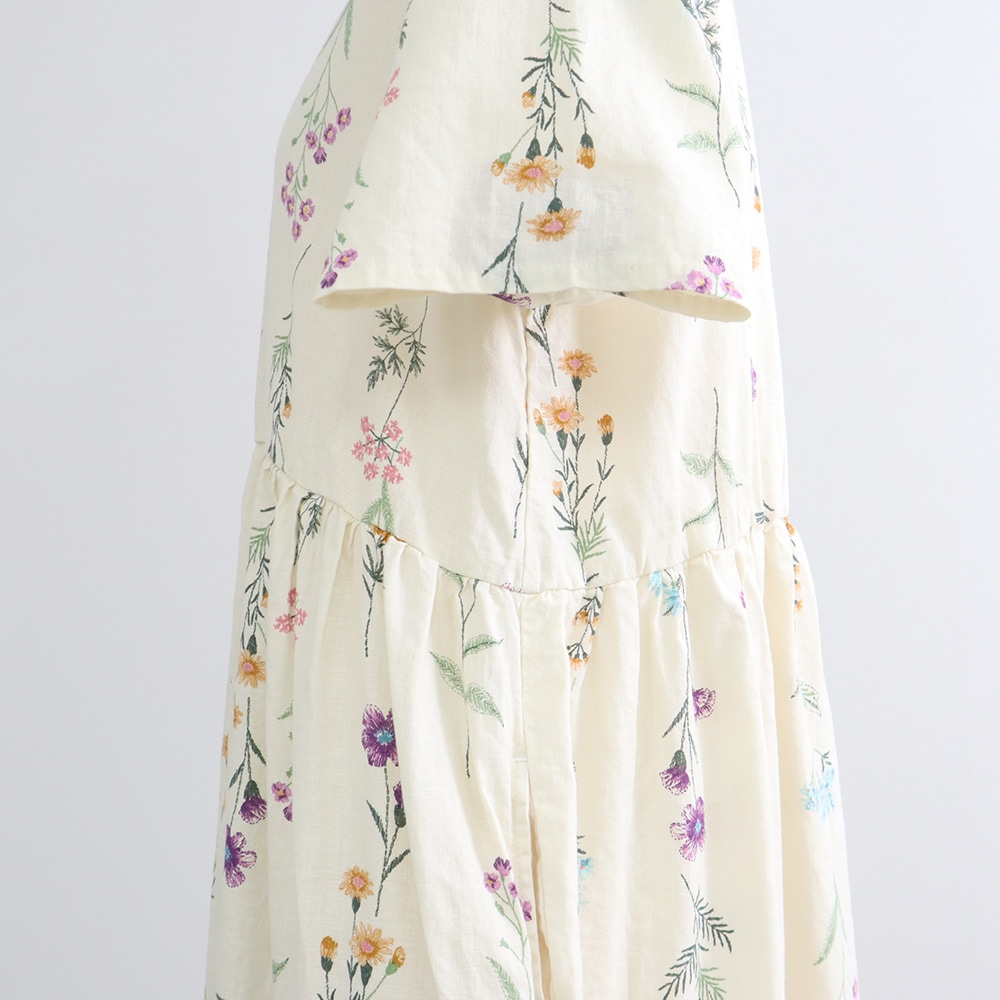 リネンコットン彩りワンピース　ワンピースの正面ディティール