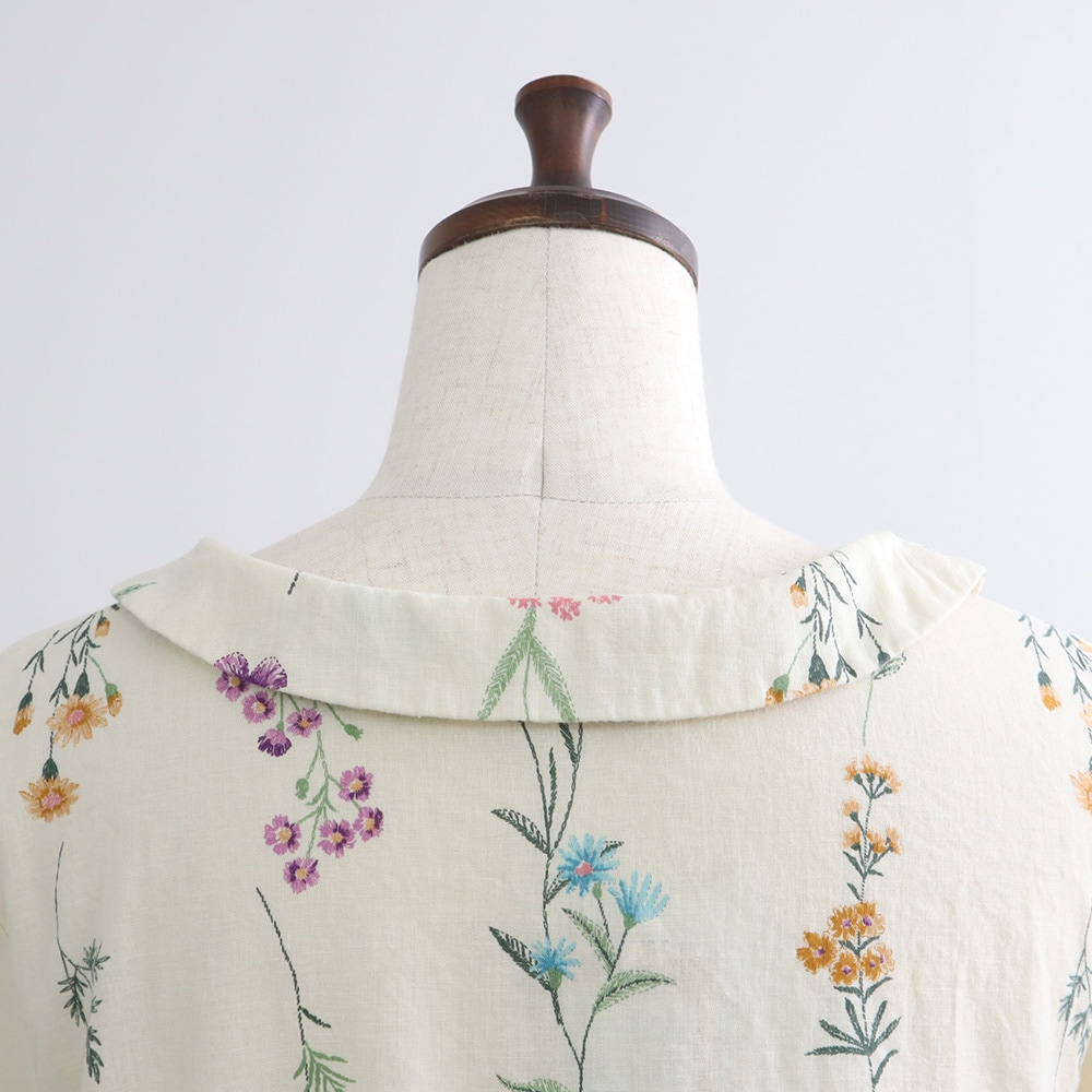 リネンコットン彩りワンピース　ワンピースの正面ディティール