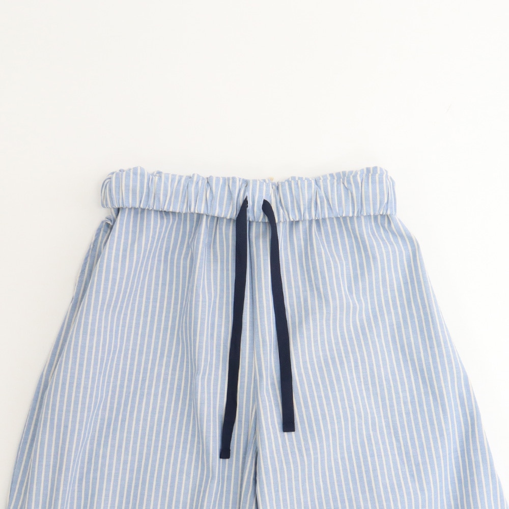 サマームラデニムストライプ エッグパンツ　パンツの正面ディティール