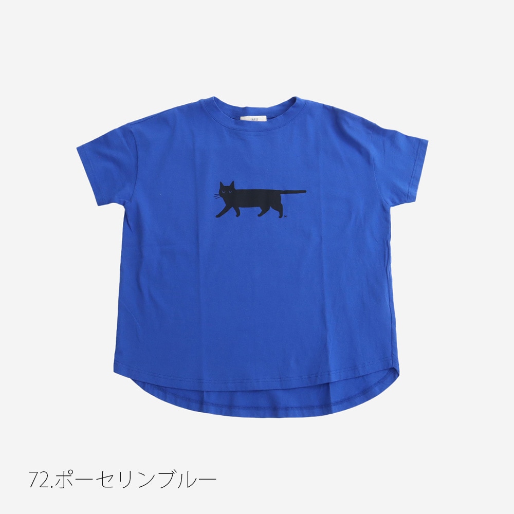 小泉さよさんコラボ】NARU(ナル) ナチュラルソフト天竺 くろねこシャツ
