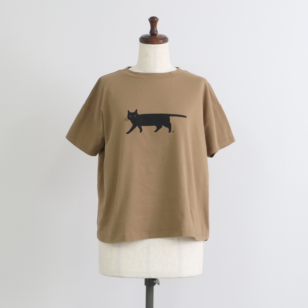 ナチュラルソフト天竺 くろねこシャツ　Tシャツの正面ディティール