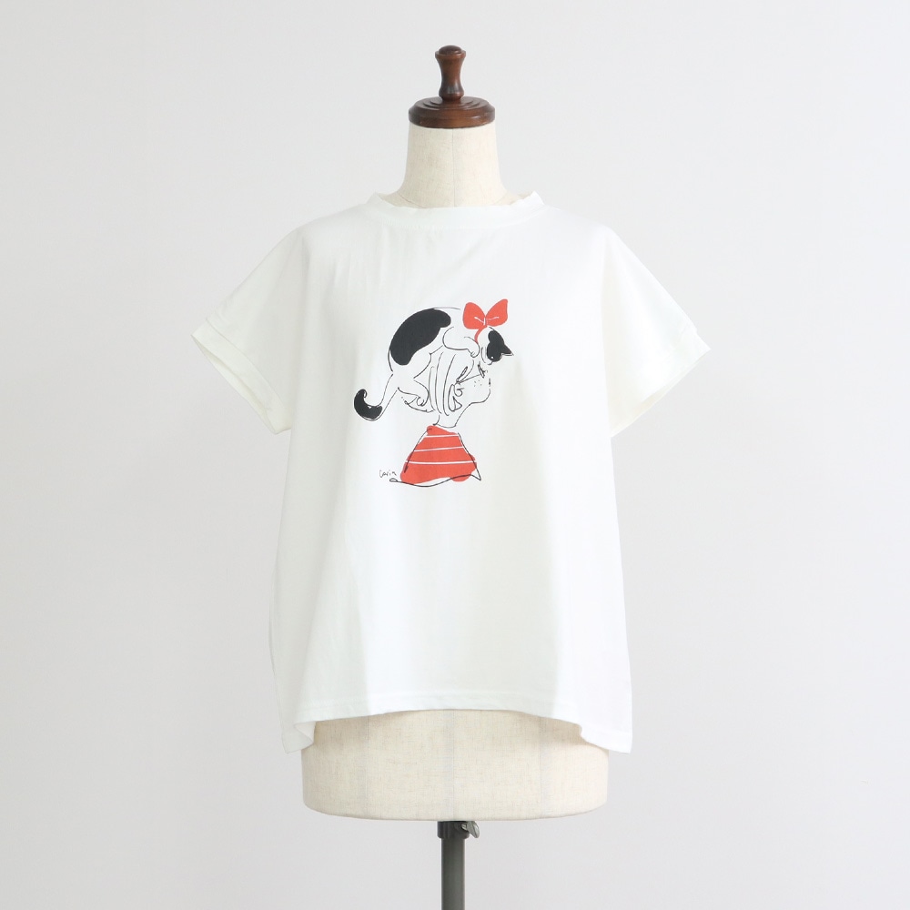 コンパクト天竺 おそろいのふたりミナミシャツ　Tシャツの正面ディティール