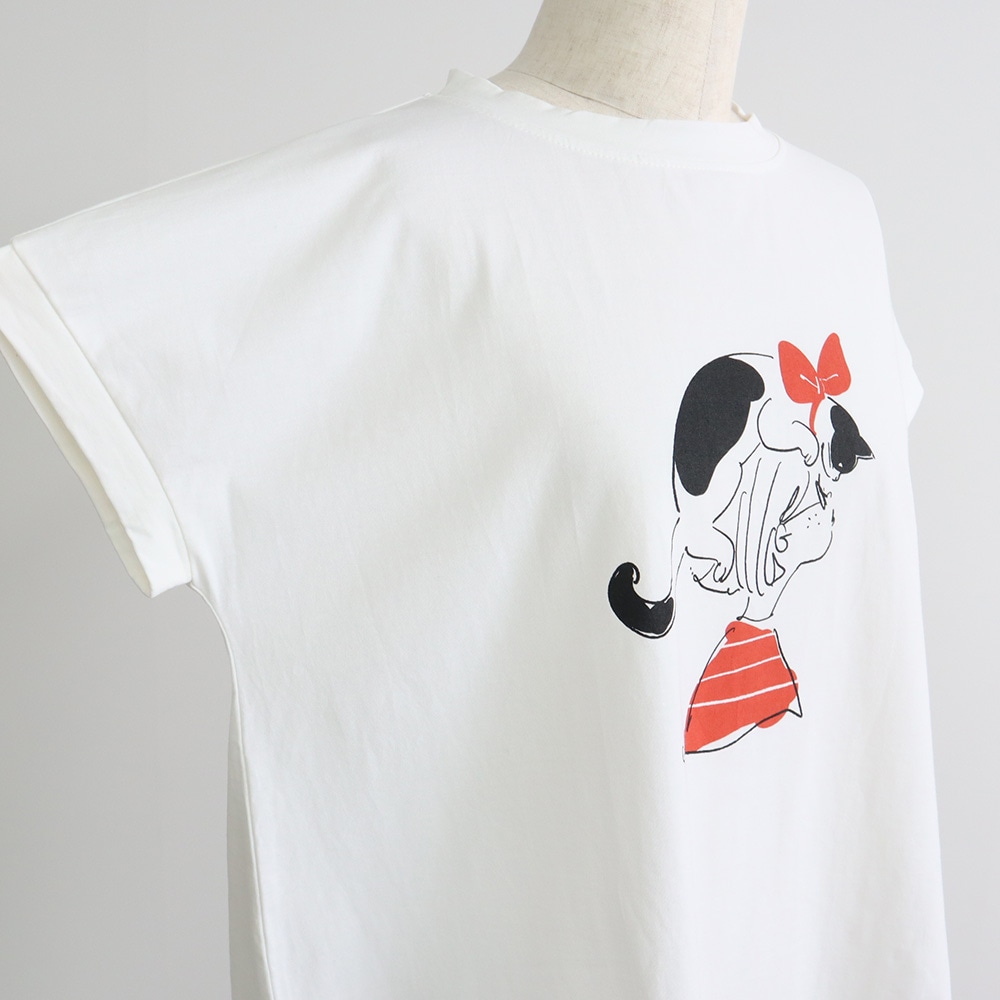 コンパクト天竺 おそろいのふたりミナミシャツ　Tシャツの正面ディティール