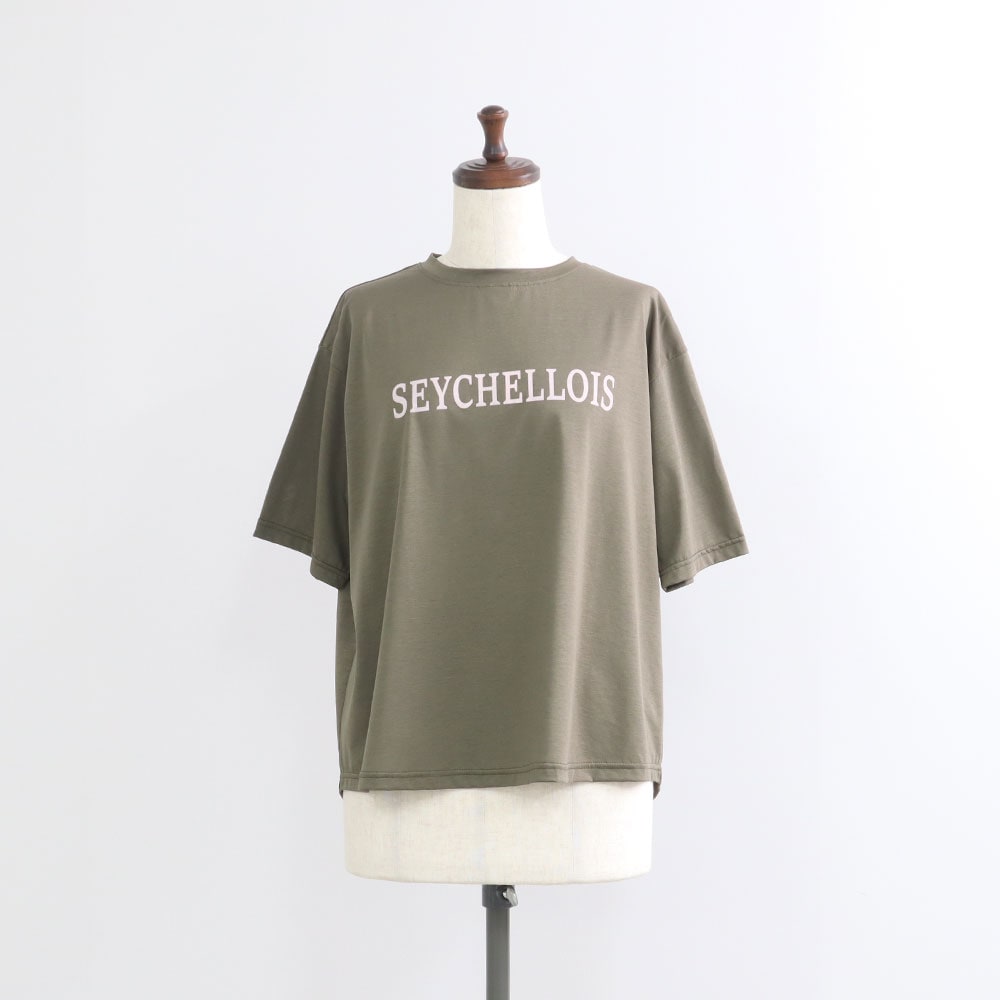 マイヴィスC微強撚天竺 SEYCHELLOISプリントT　Tシャツの正面ディティール