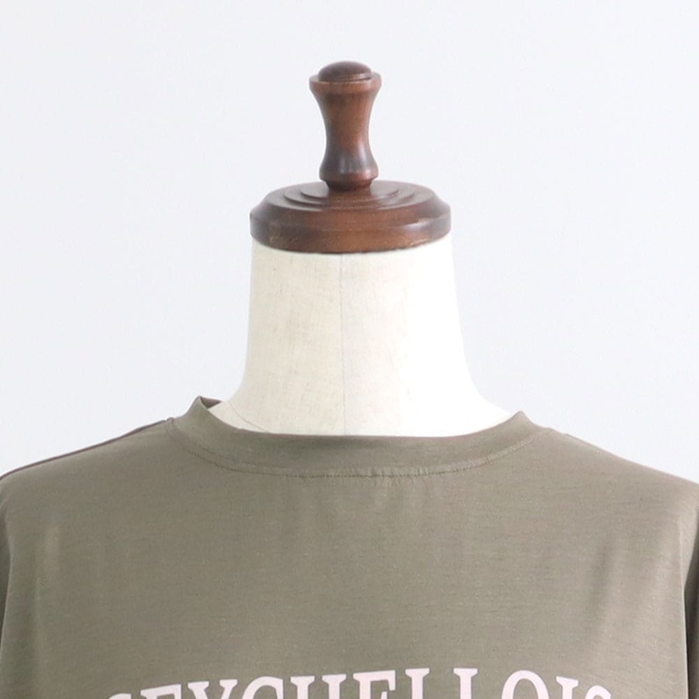 マイヴィスC微強撚天竺 SEYCHELLOISプリントT　Tシャツの正面ディティール