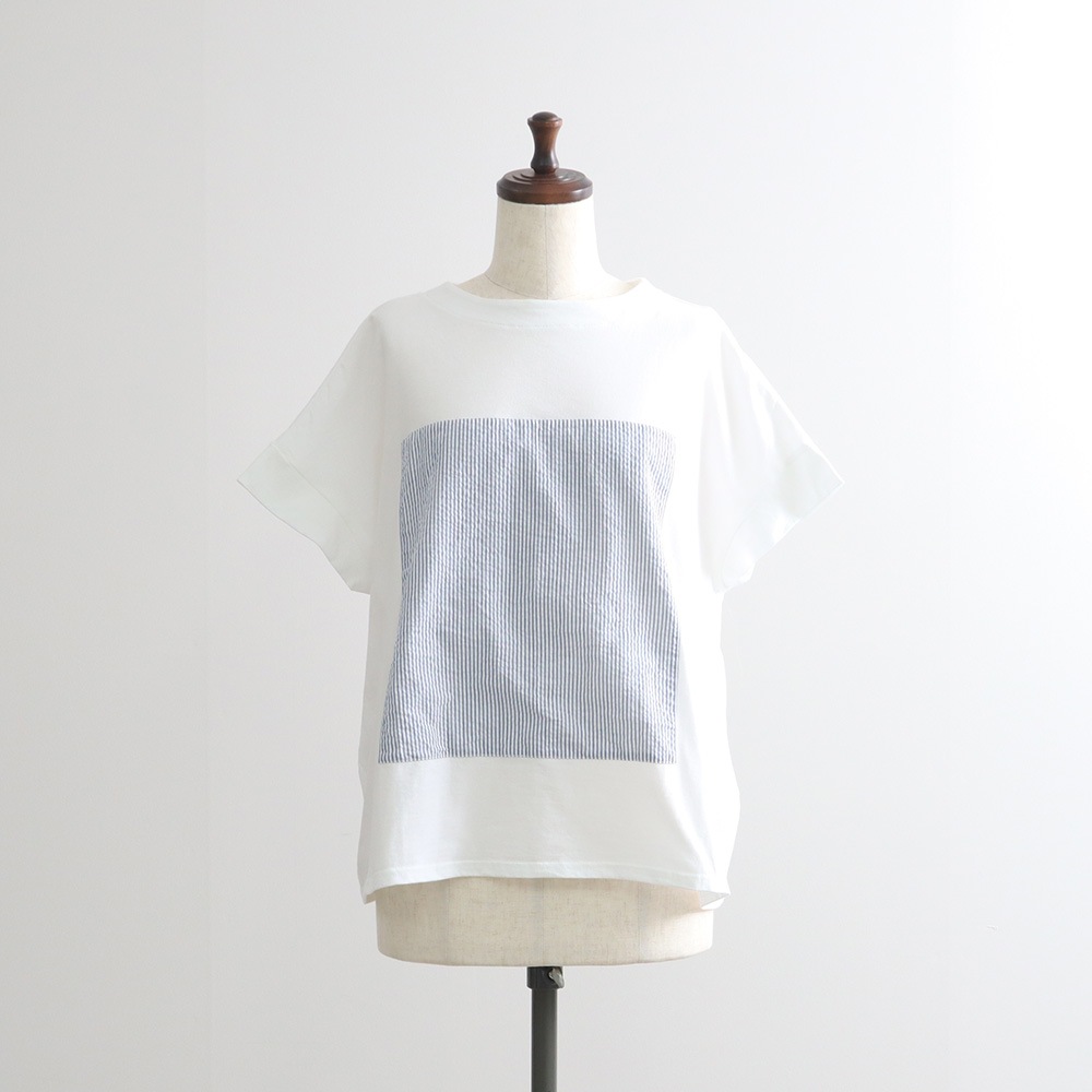 ナチュラルソフト天竺 レクタングルパネルTシャツ　tシャツの正面ディティール