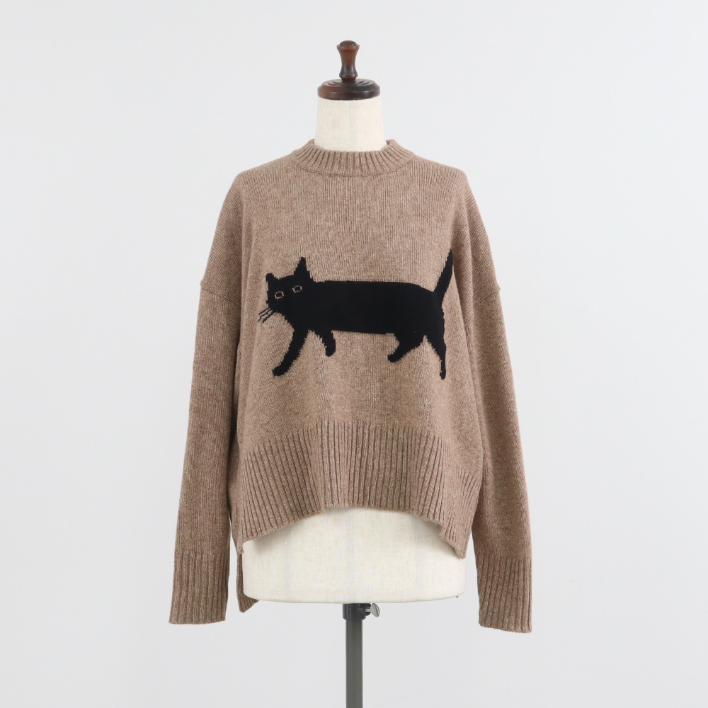 エアーヤーンコットン くろねこコモドニット ニットの正面ディティール