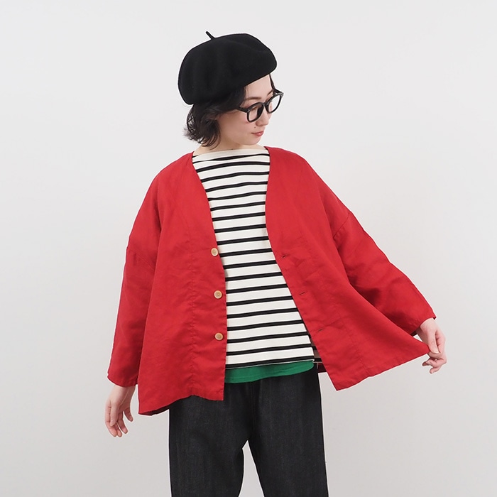 NARU(ナル) 40フレンチリネン ノーカラージャケット 648876BE | all_items | NARU FACTORYオンラインストア