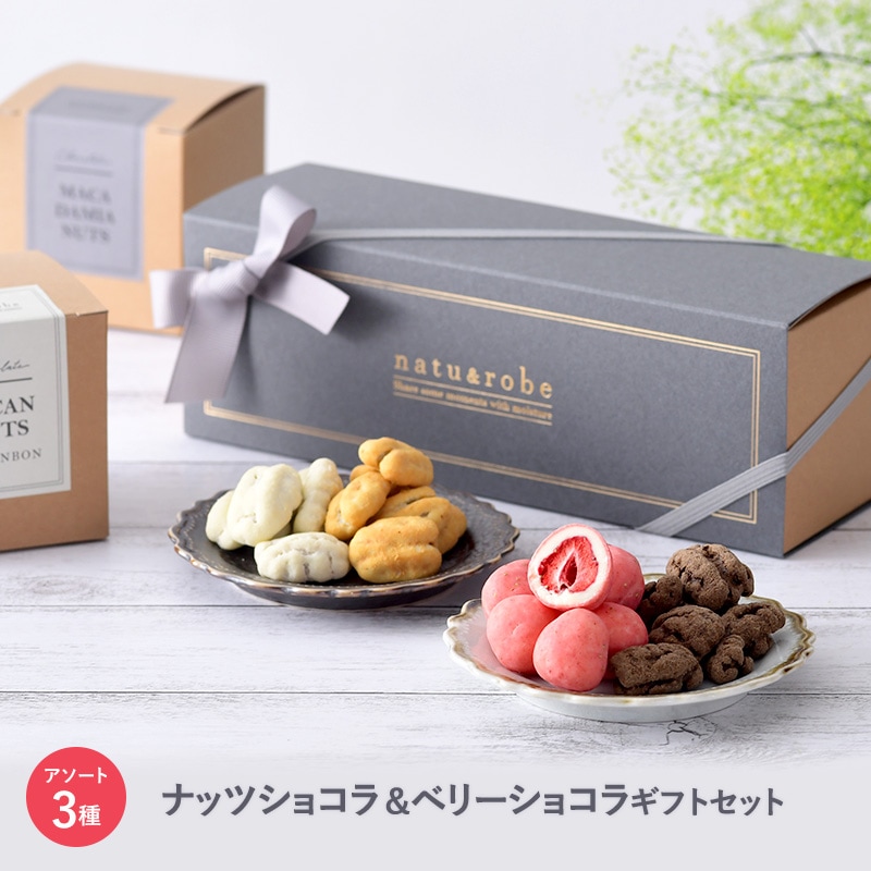ナッツショコラ＆ベリーショコラ 3種詰め合わせ ギフトセット  チョコ イチゴチョコ いちごチョコ 苺 マカダミアナッツ ナッツ スイーツ 内祝い 出産祝い 誕生日プレゼント 母 バレンタイン ホワイトデー  